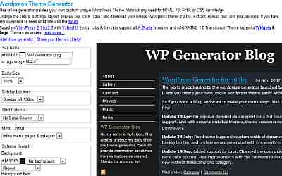 საიტის შაბლონების გენერატორები - Wordpress Theme Generator